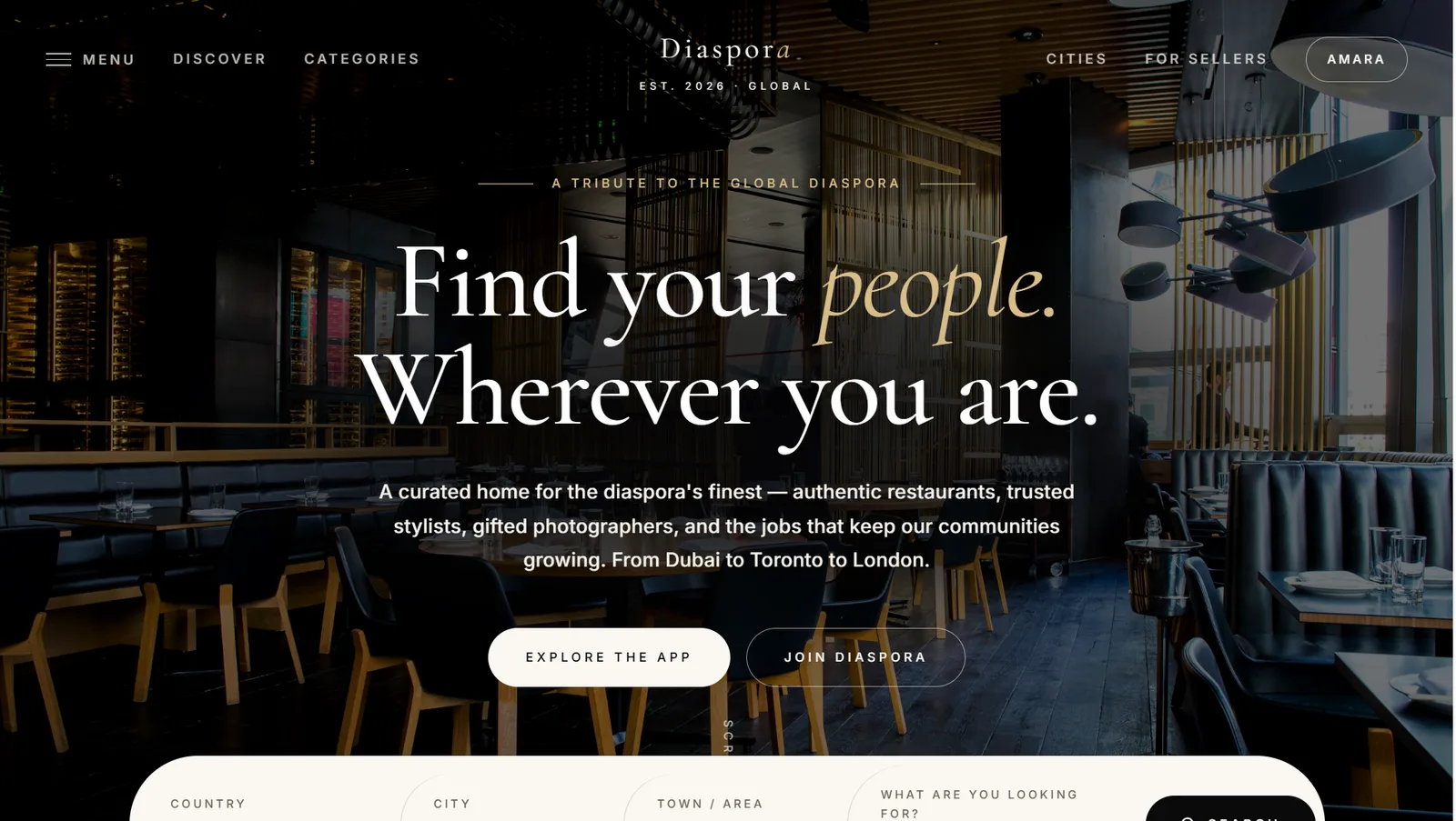TheDiaspora App interface preview
